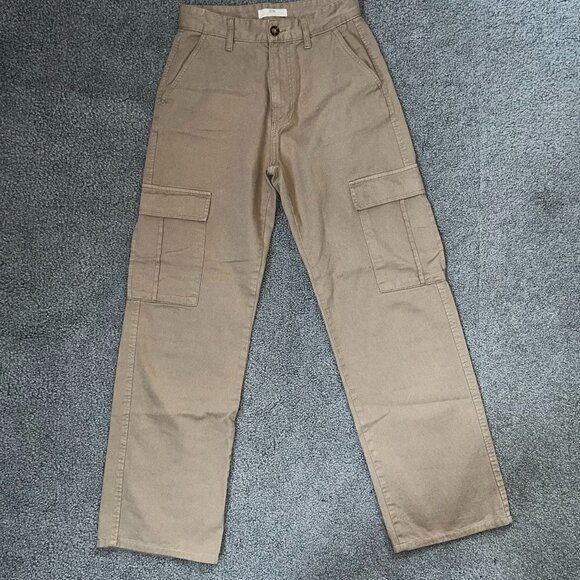 STRADIVARIUS STR STRAIGHT LEG CARGO PANTS - Tan - EUC - Women's EUR 38 = US 6 - Picture 1 of 8